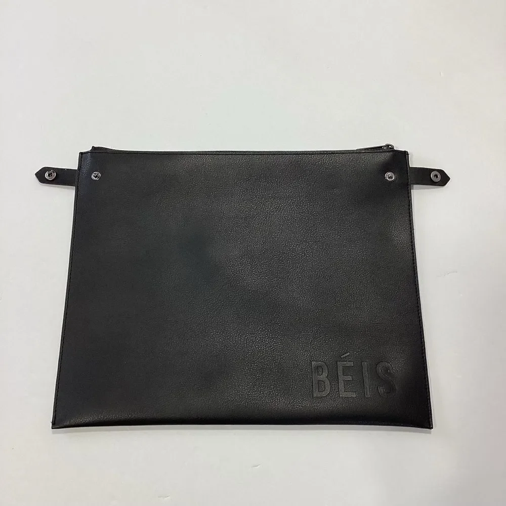 Beis Black Work Tote Laptop Sleeve Insert Bag Pouch With Snaps